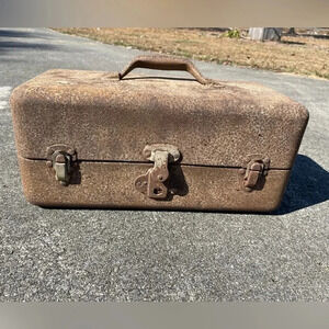 Vintage Distressed Metal Fishing Tackle Box - Home Decor - Accents